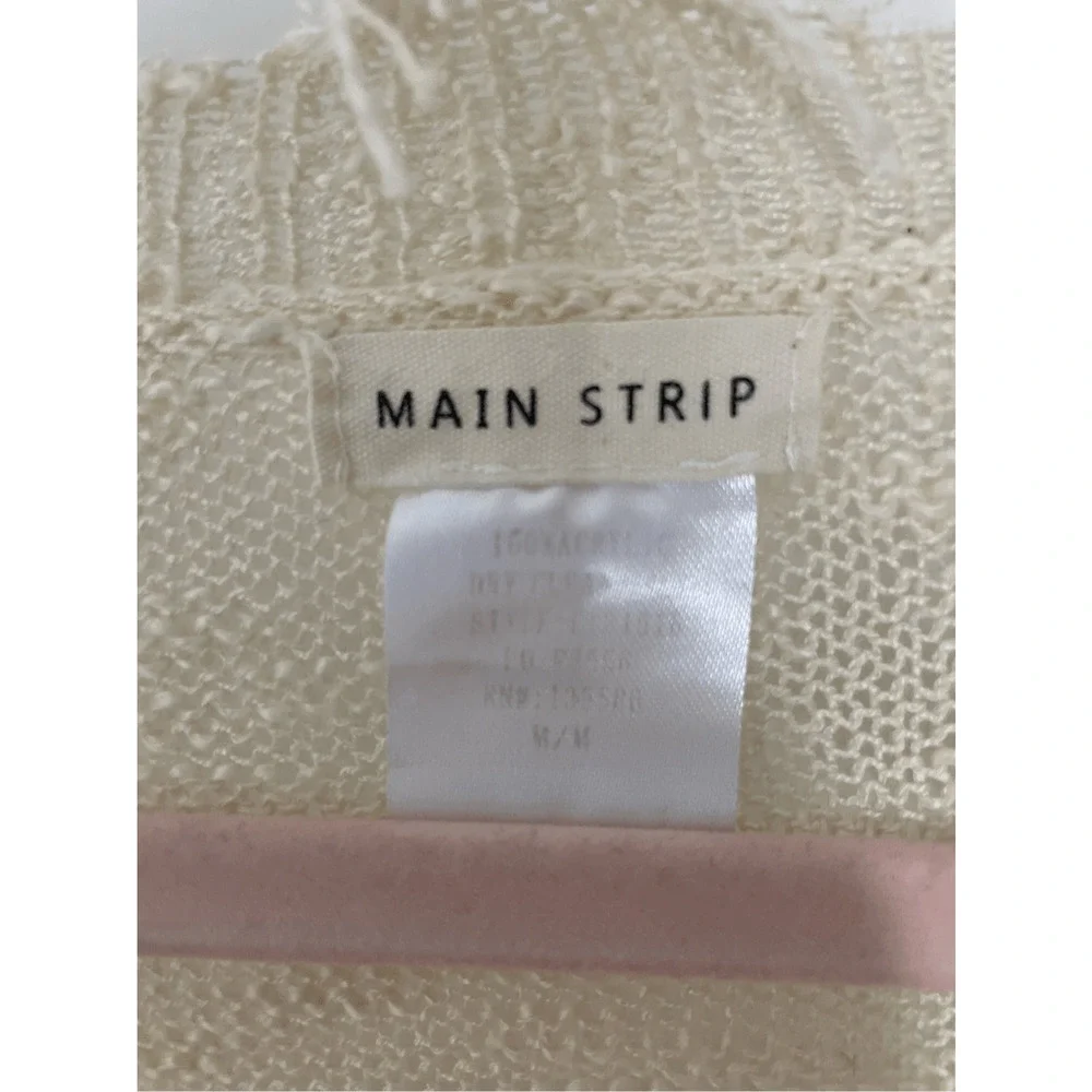 Main Strip Star Distressed Sweater Scoopneck Preppy Teacher Funky Oversized M